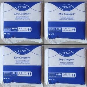 4 Packs (72 Count) Tena Dry Comfort Protective Underwear Size Large 45”-58”